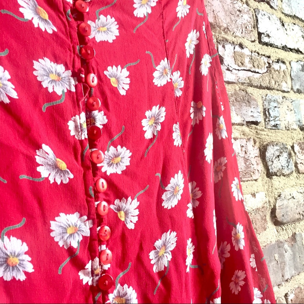 Red Daisy Maxi Skirt